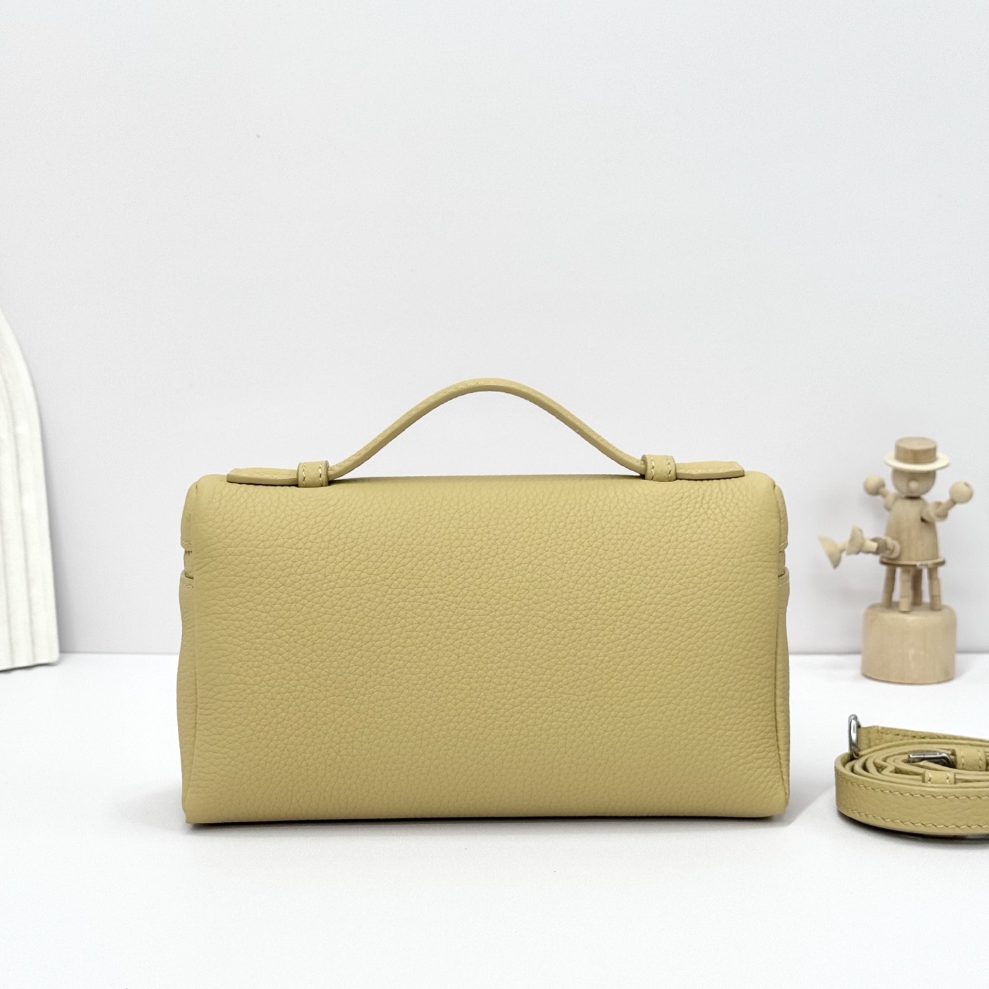 LORO PIANA Grained Calfskin L19 Extra Pocket Pouch Whisp green