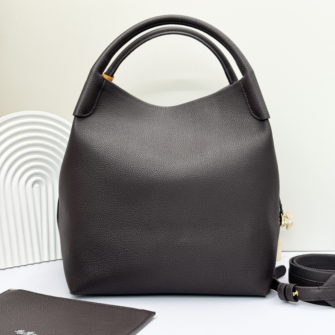 LORO PIANA Grained Calfskin Micro Bale Bag black
