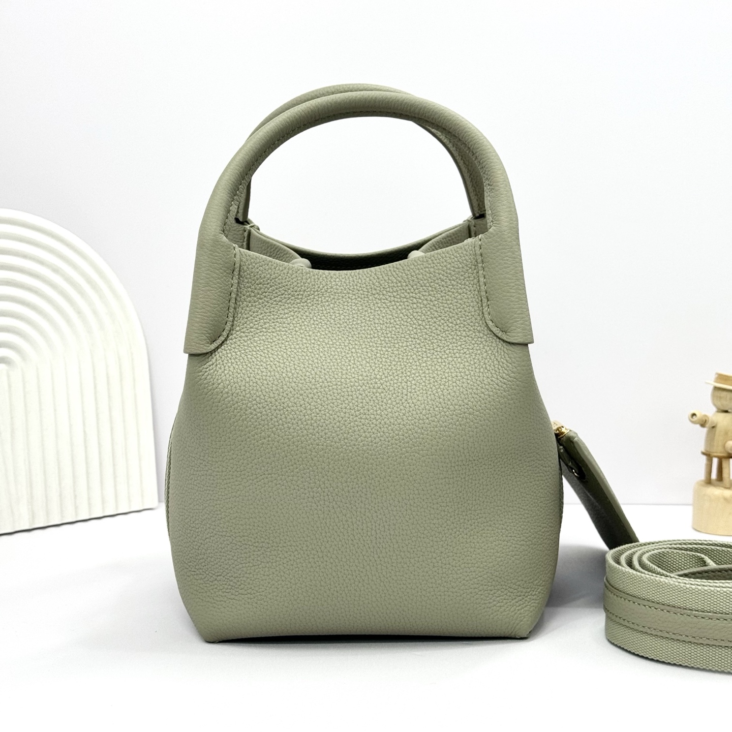 Loro Piana Green Micro Bale Bag in Calfskin Leather For Women