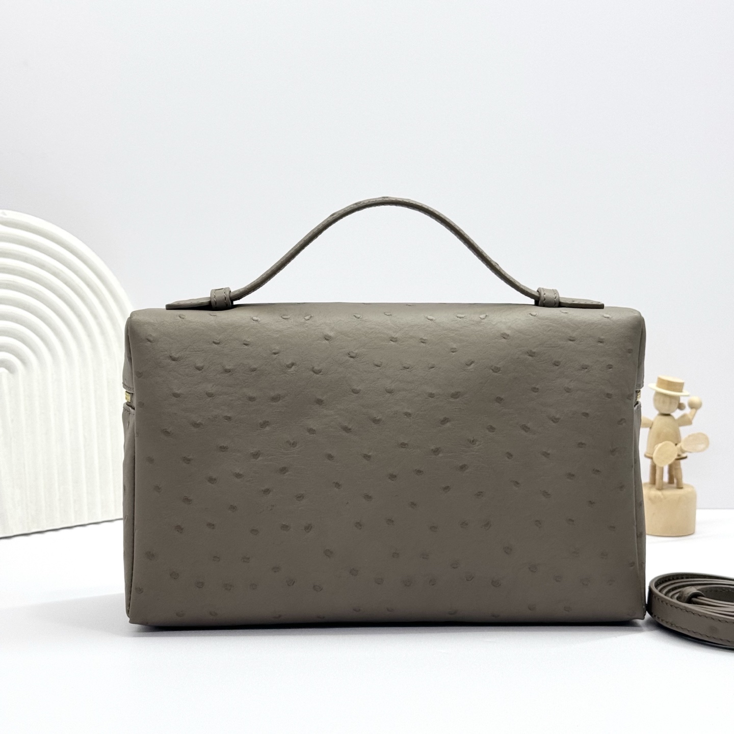 Loro Piana Grey Ostrich Extra Pocket L27 Pouch Loro Piana