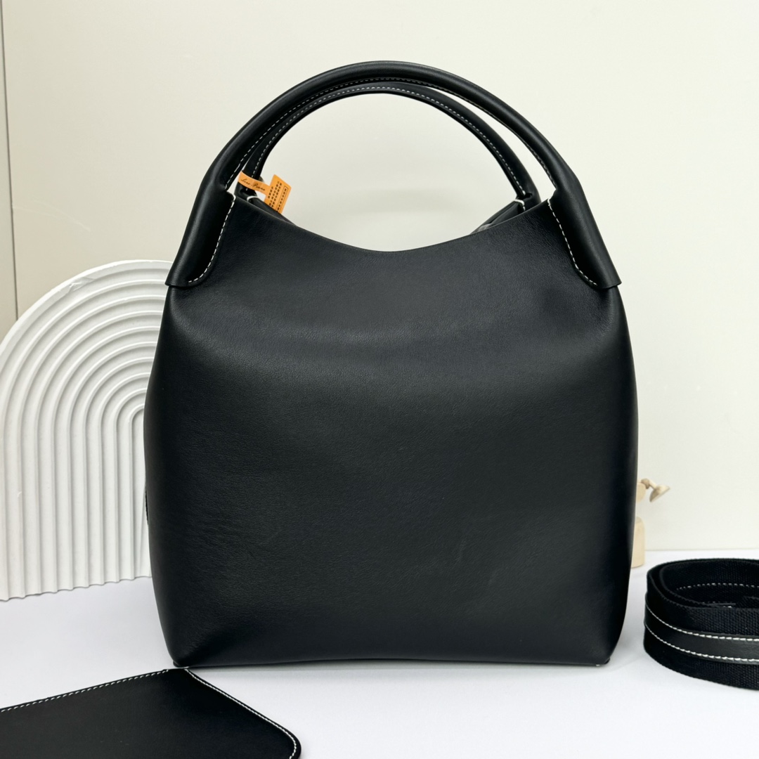 Loro Piana Large Bale bag Smooth Calfskin Black | Loro Piana US