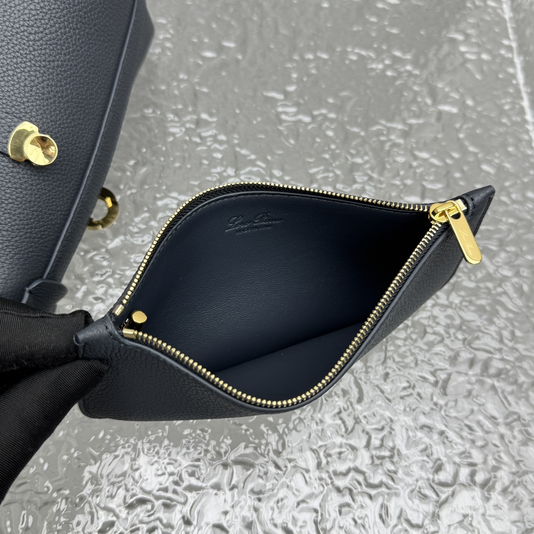 Loro Piana Large Ghiera Shopper Calfskin Blue Navy/Sun Gold | Loro Pian