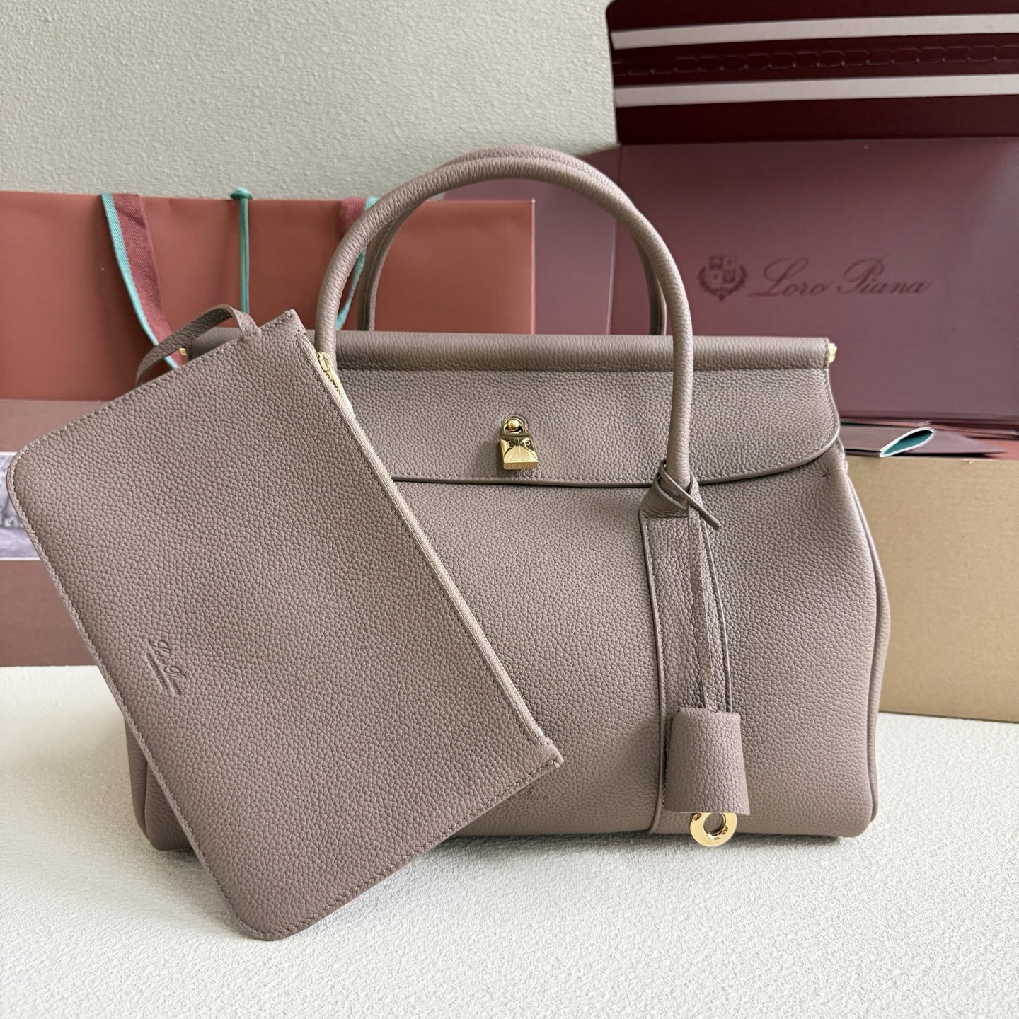 Loro Piana Leather Loom - Brown Handle Bags, Handbags