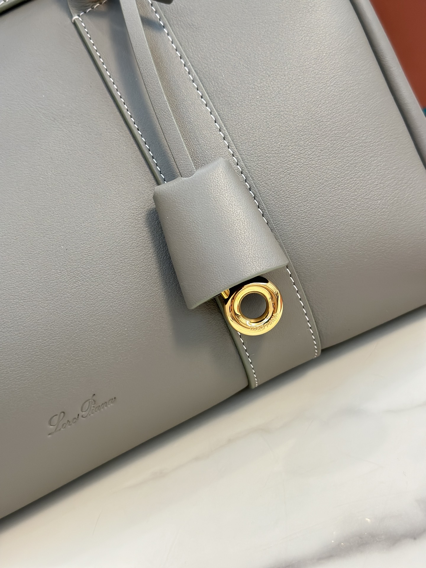 Loro Piana Loom bag L25 Calfskin Glory gray/Sun Gold | Loro Piana