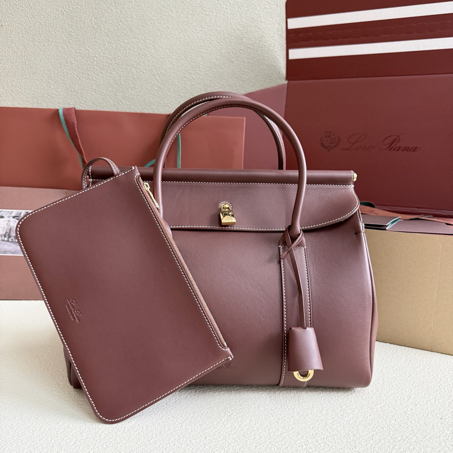 Loro Piana Loom bag L25 Calfskin Smoked Caramel/Sun Gold | Loro Piana