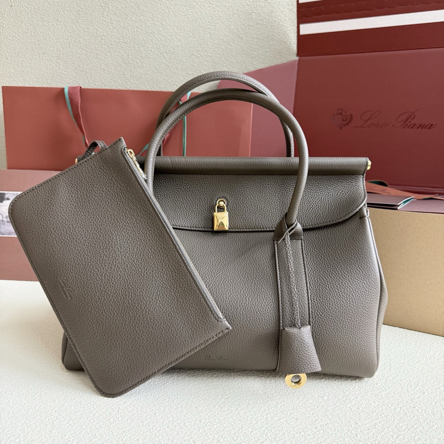 Loro Piana Loom bag L32 Grained Calfskin Rain Drops/Sun Gold | Loro