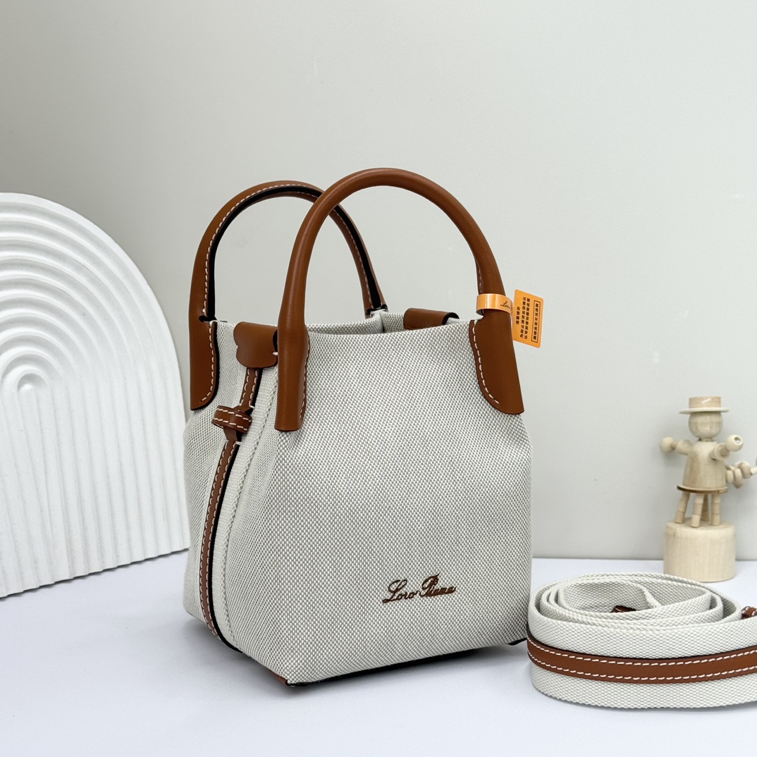 Loro Piana Micro Bale bag Cotton, Linen Natural/Warm Tan | Loro Piana