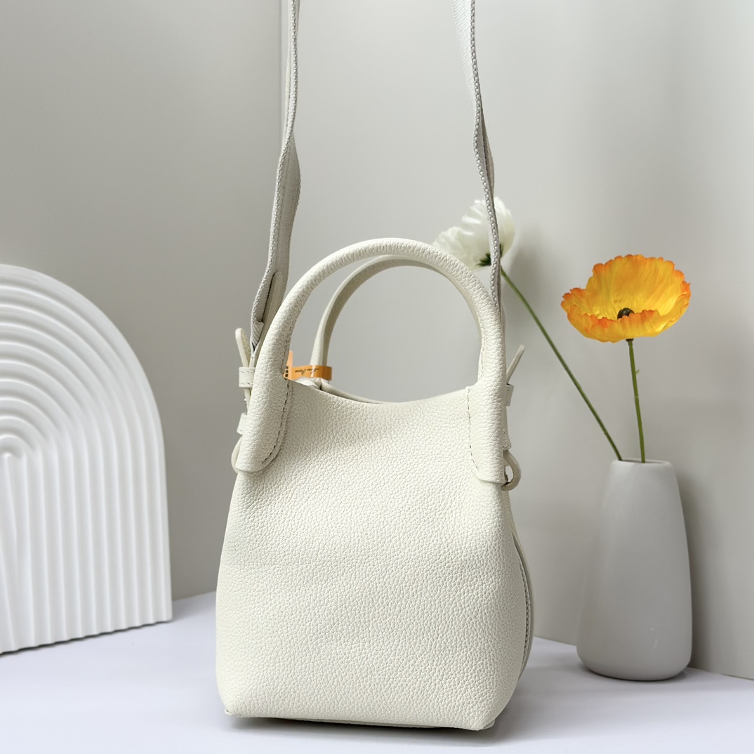 Loro Piana Micro Bale bag Grained Calfskin Dark Lichen white| Loro Piana