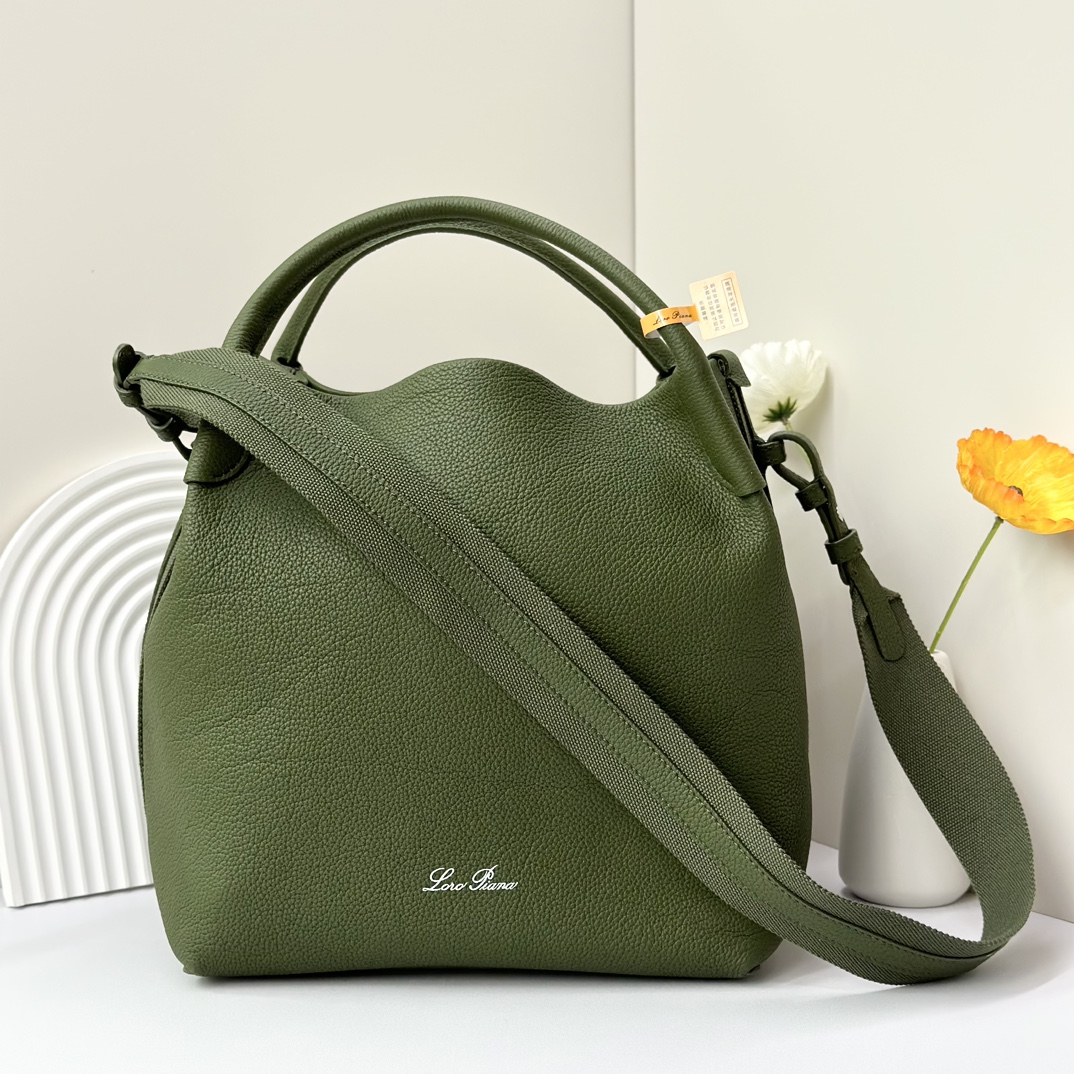 Loro Piana Military Green Leather Micro Bale Bag Loro