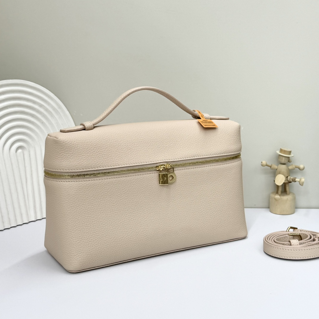 Loro Piana  neo pouch leather crossbody bag - beige