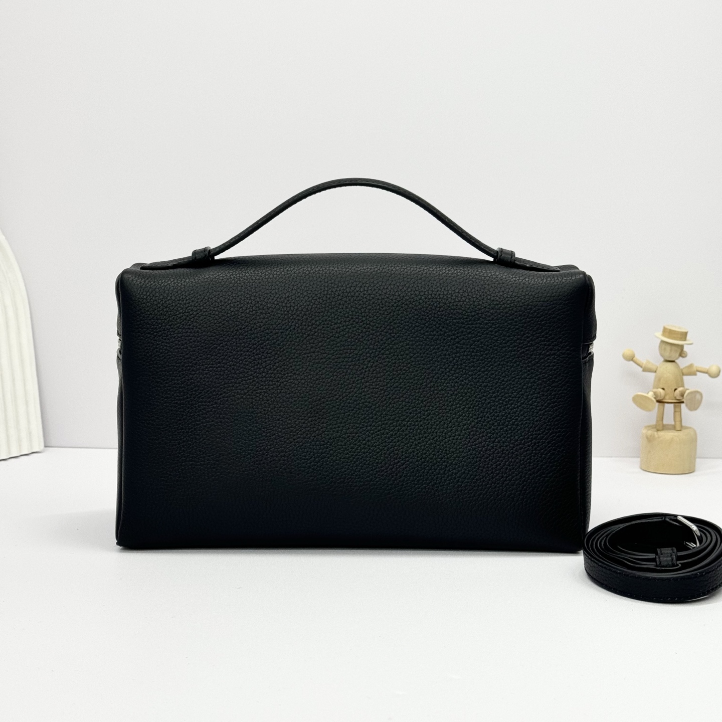 Loro Piana  neo pouch leather crossbody bag - black