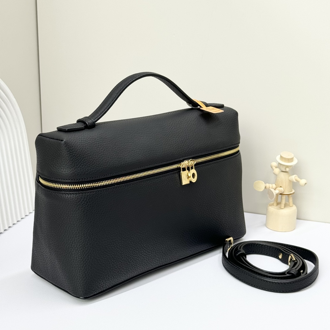 Loro Piana  neo pouch leather crossbody bag - black