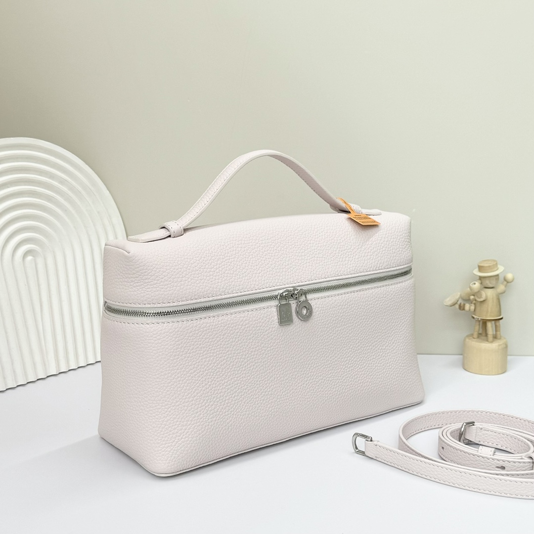 Loro Piana  neo pouch leather crossbody bag - white