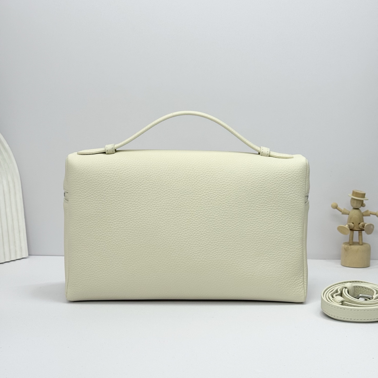 Loro Piana  neo pouch leather crossbody bag - white beige