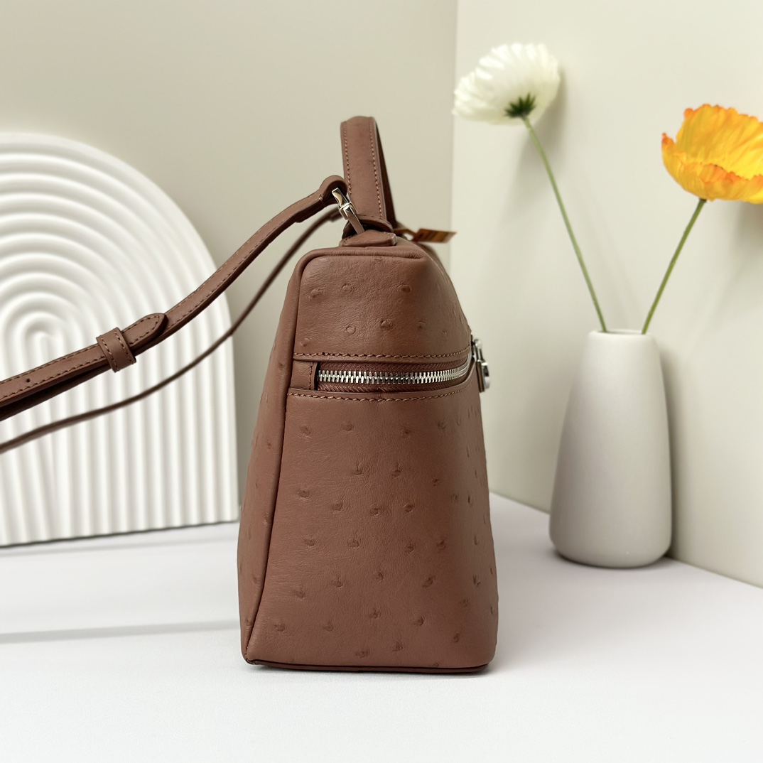 Loro Piana Ostrich Extra Pocket L19 Bag in Blue |