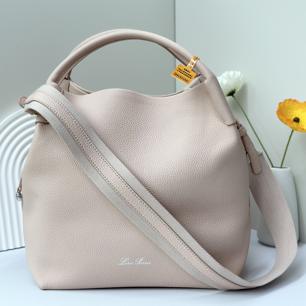 Loro Piana Small Bale bag Grained Calfskin Dust Stone | Loro Piana