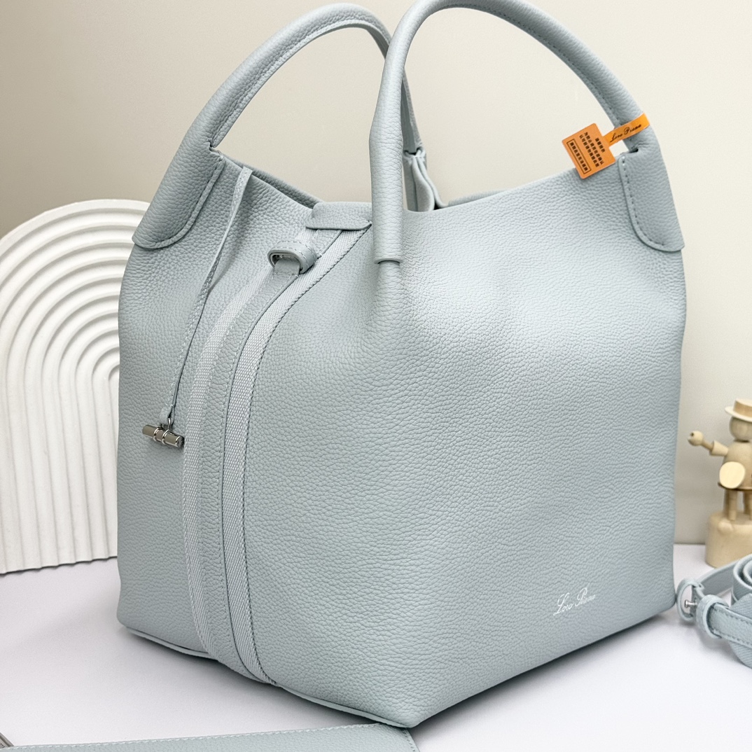 Loro Piana Small Bale bag Grained Calfskin Light Blue Belle