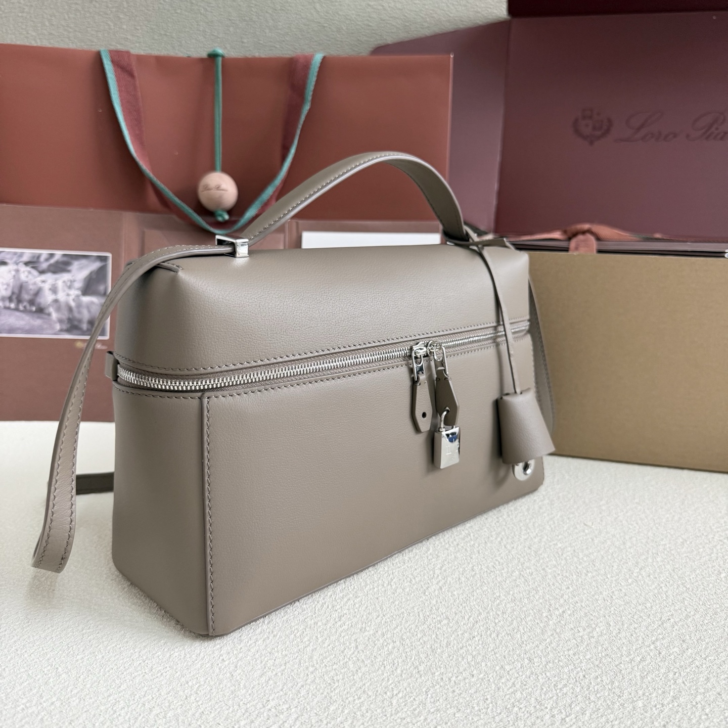 Loro Piana Warm Mastic Grey Leather Extra Bag L27 Loro Piana02999