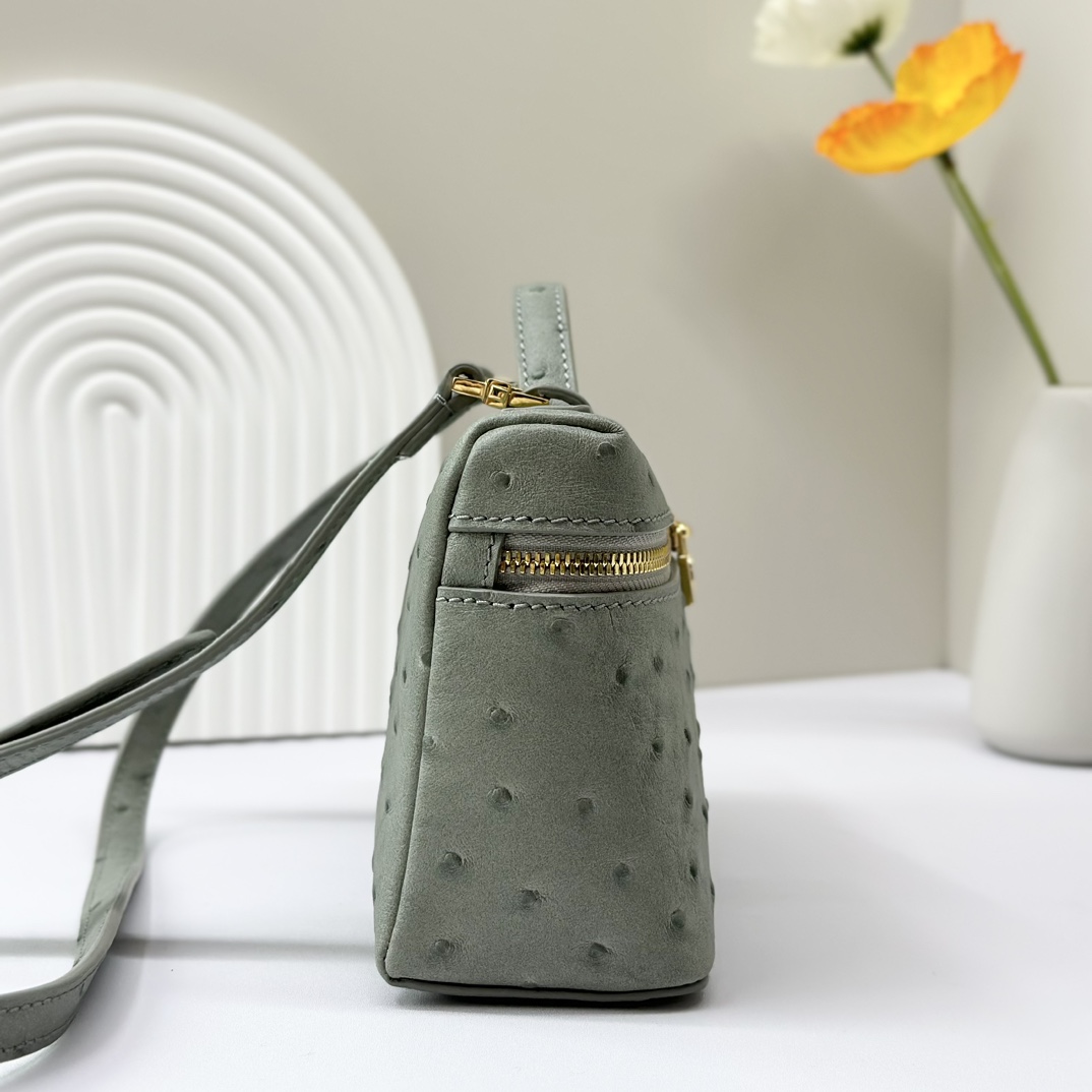 Loro Piano Extra Pocket L19 Ostrich Leather green