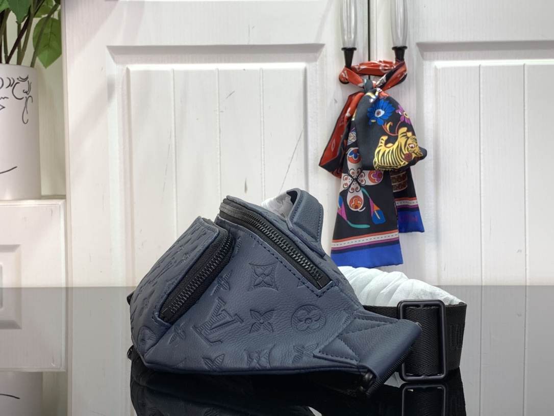 Louis Vuitton 2025 Monogram Navy Rush Bum Bag Hip Sack Messenger Bag