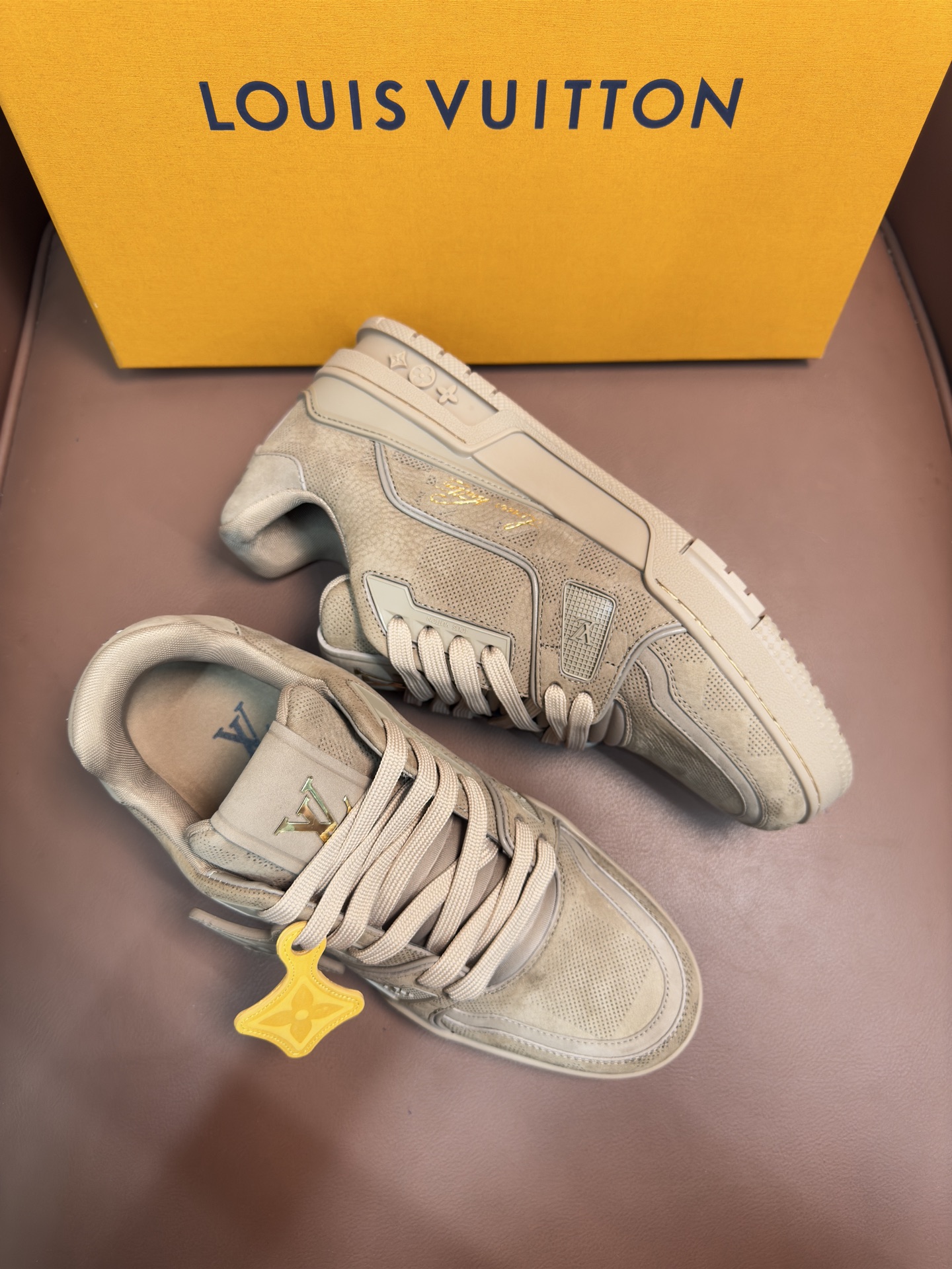 Louis Vuitton Beige Suede Calf Leather Sneakers