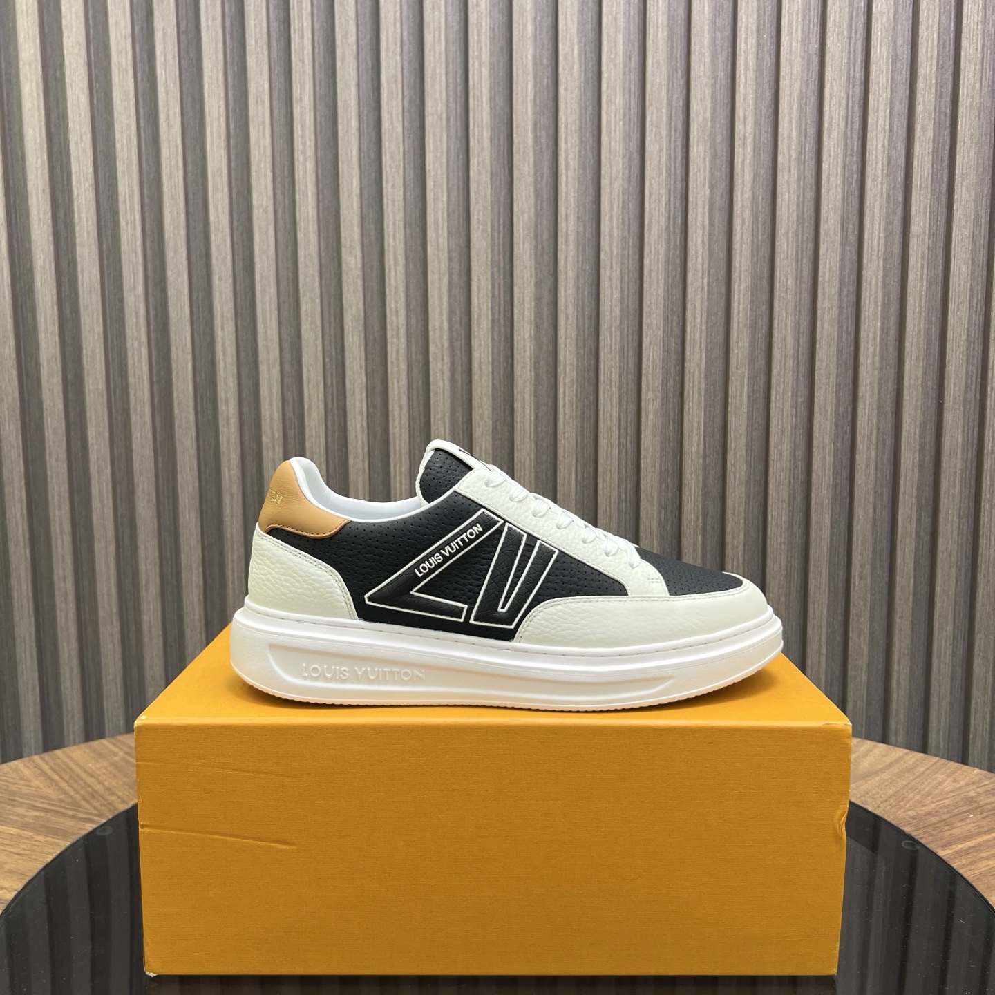 Louis Vuitton Black and White LV Trainer Sneakers  Monogram Leather Shoes for Men