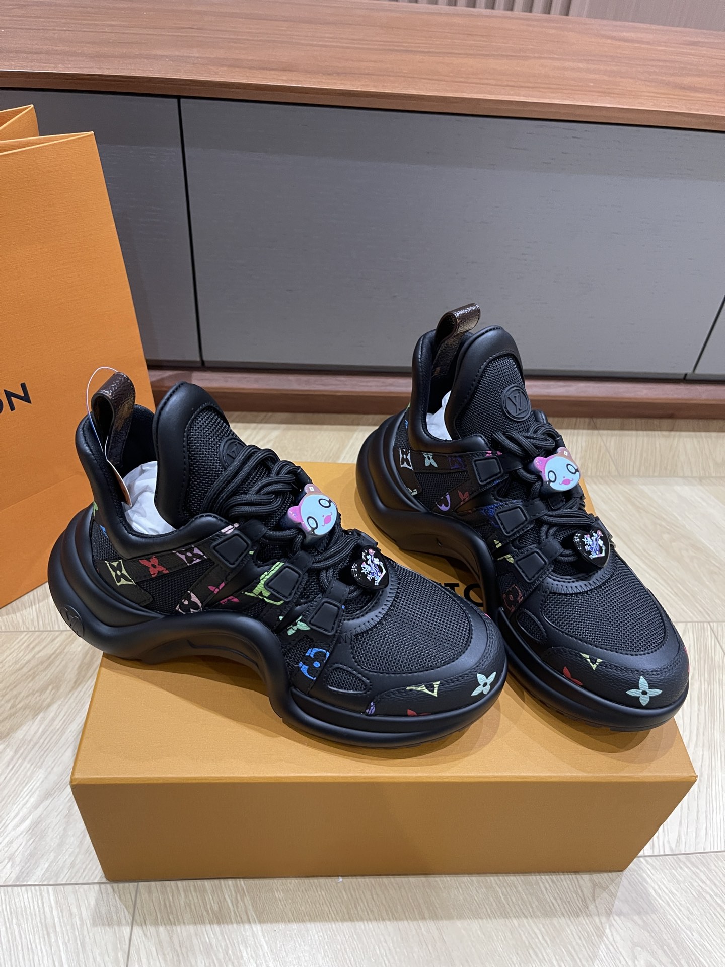 Louis Vuitton Black Archlight Sneakers with Multicolor Monogram