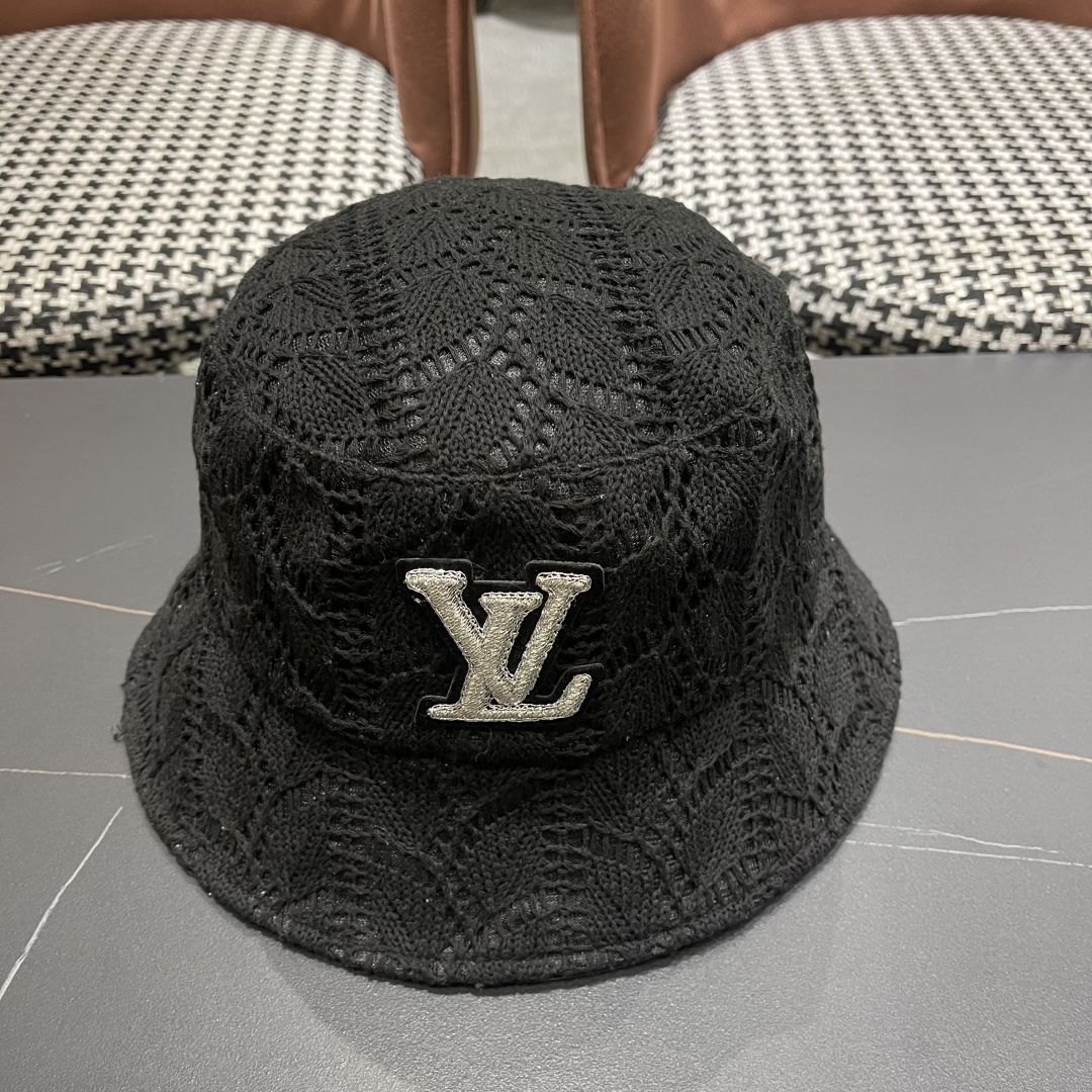 Louis Vuitton Black Crochet Bucket Hat - Silver Logo