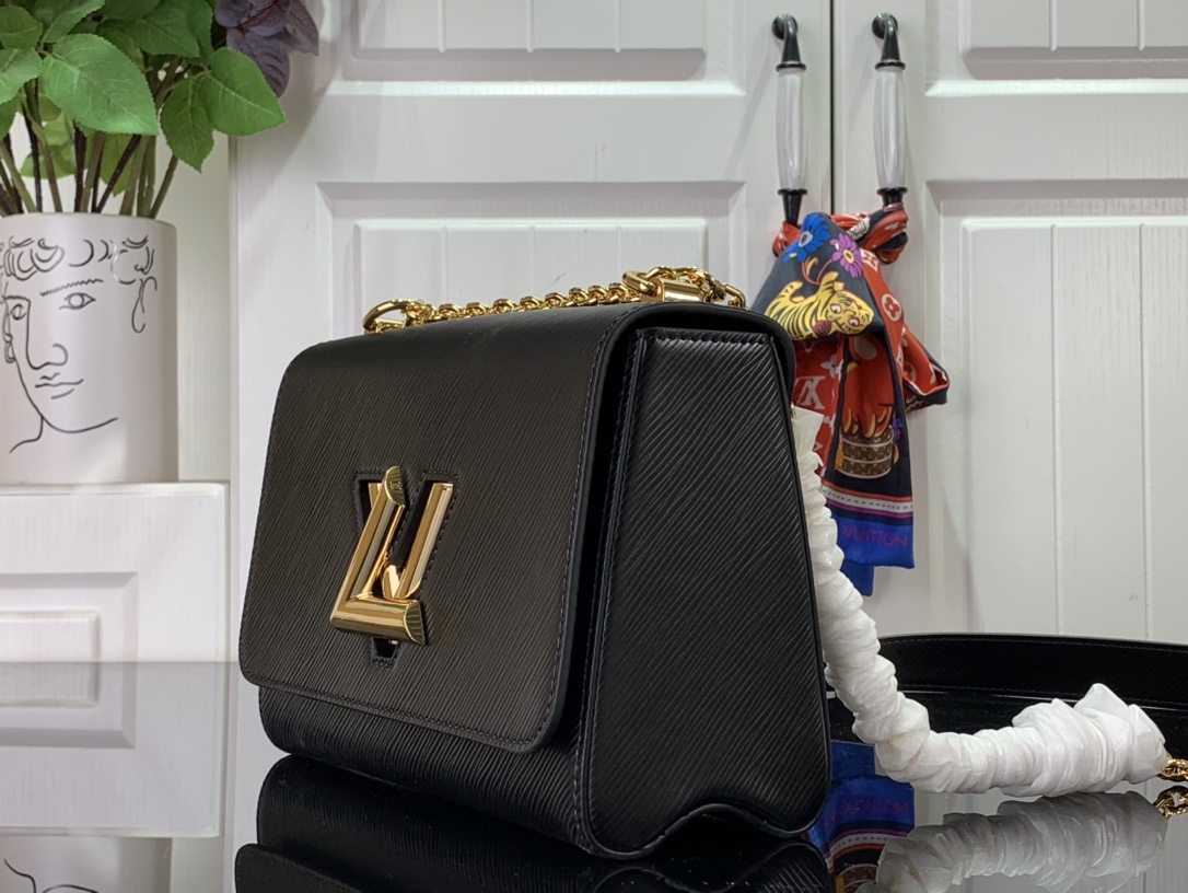 Louis Vuitton Black Epi Twist Gold Chain PM Crossbody Bag