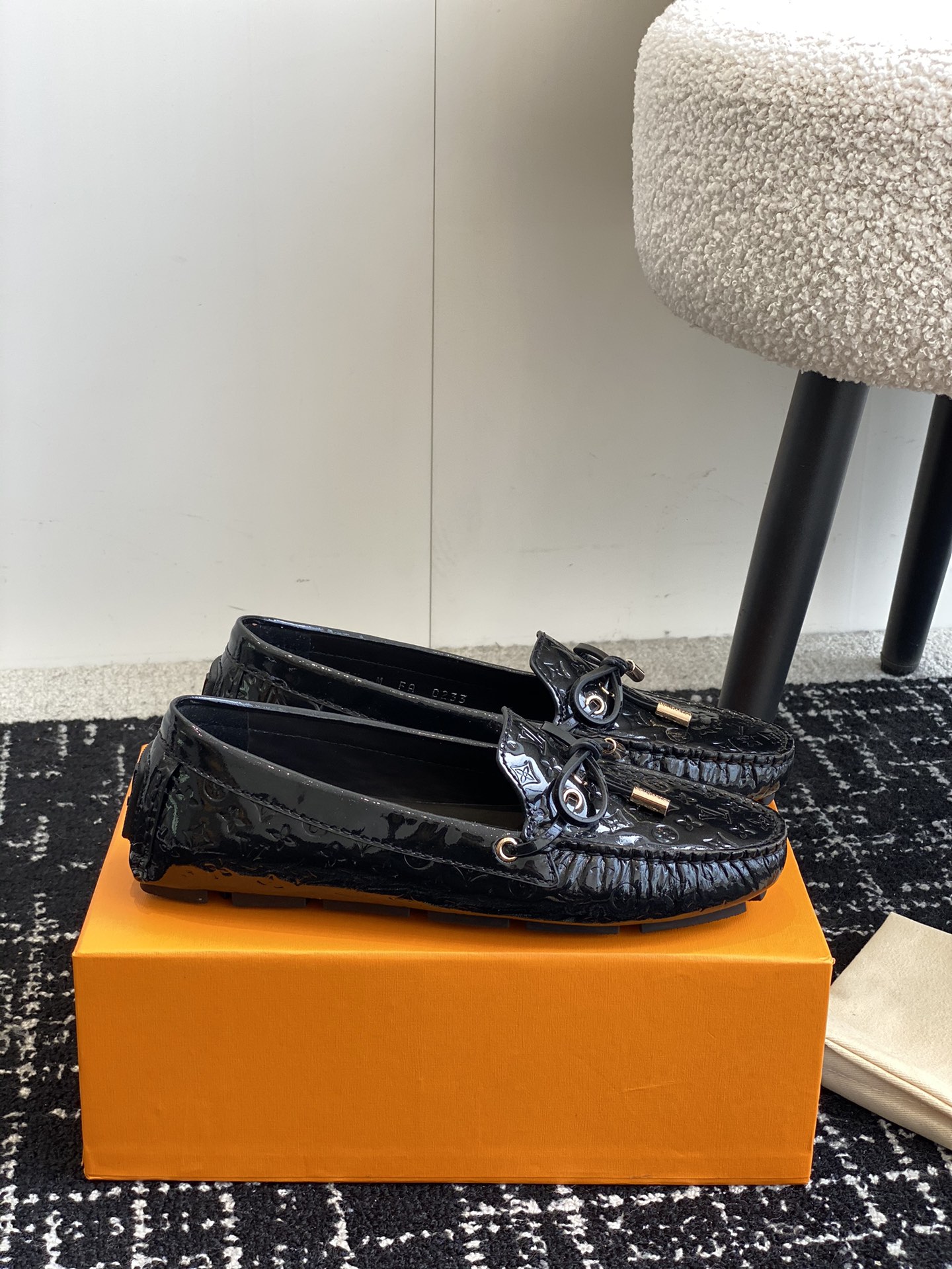 Louis Vuitton Black Monogram Embossed Leather Loafers
