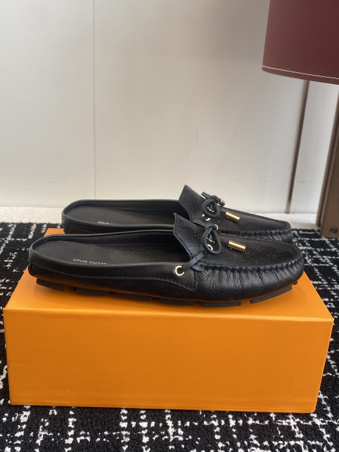 Louis Vuitton Black Monogram Leather Loafers with Bow Detail