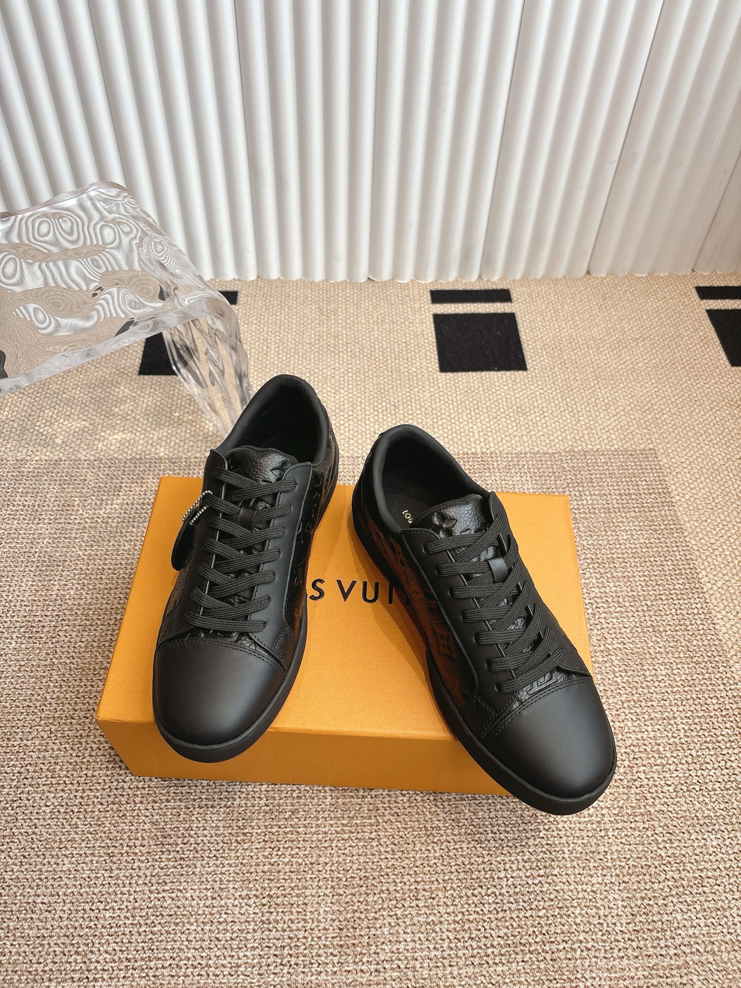 Louis Vuitton Black Monogram Leather Sneakers