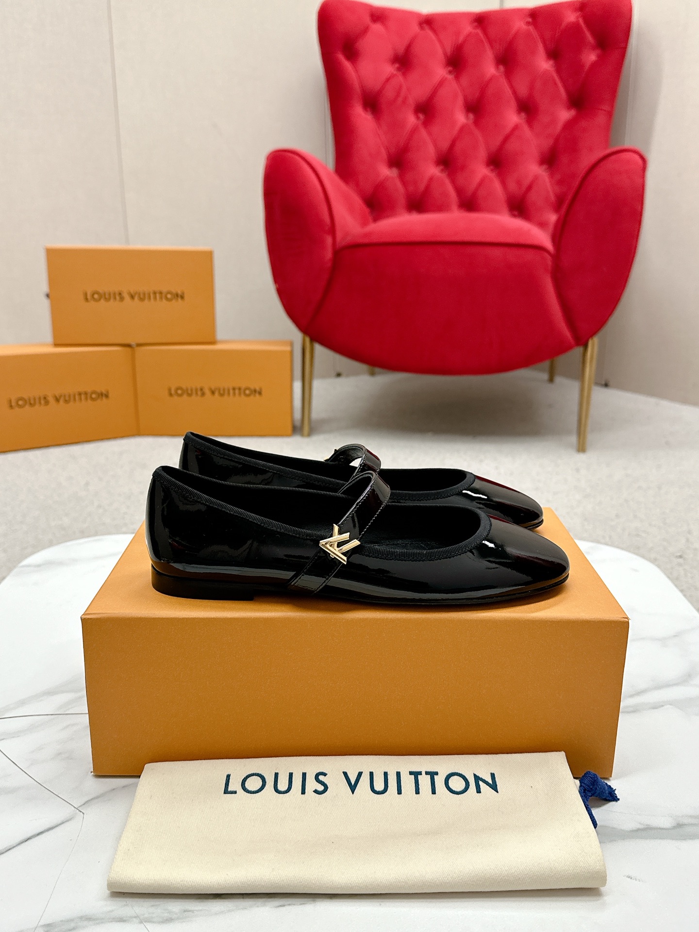 Louis Vuitton Black Patent Leather Loafers with Buckle Detail â€“ Womenâ€™s Shoes