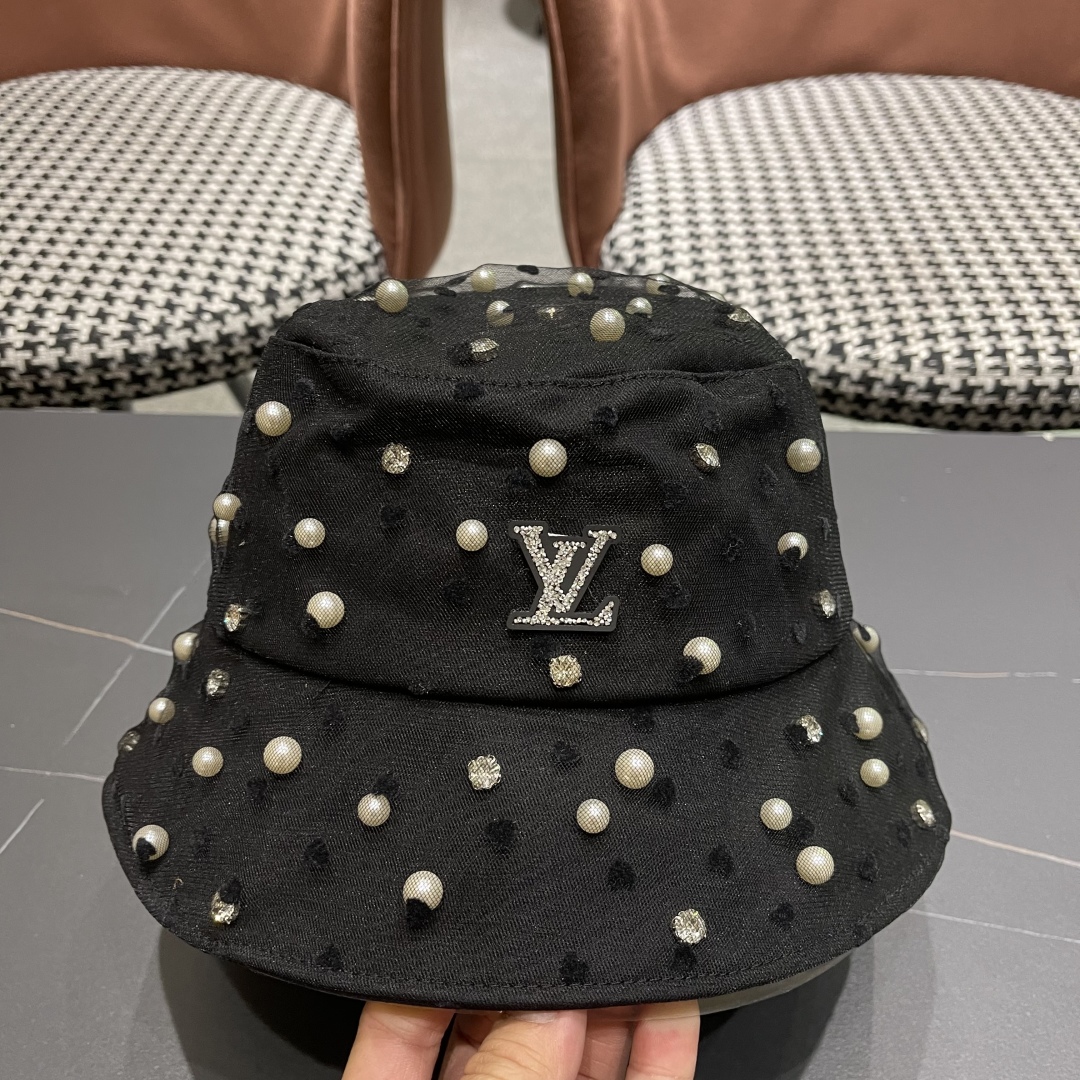 Louis Vuitton Pearl Bucket Hat - Louis Vuitton Black Pearl Embellished