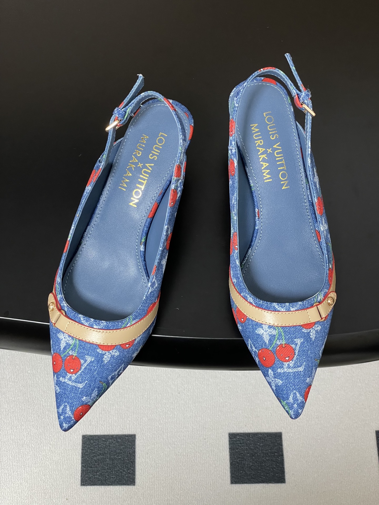 Louis Vuitton Blue Cherry Slingback Heels