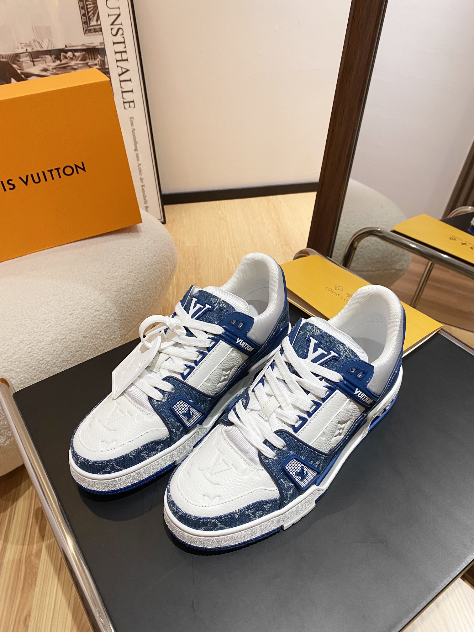 Louis Vuitton Blue Denim LV Trainer Sneakers