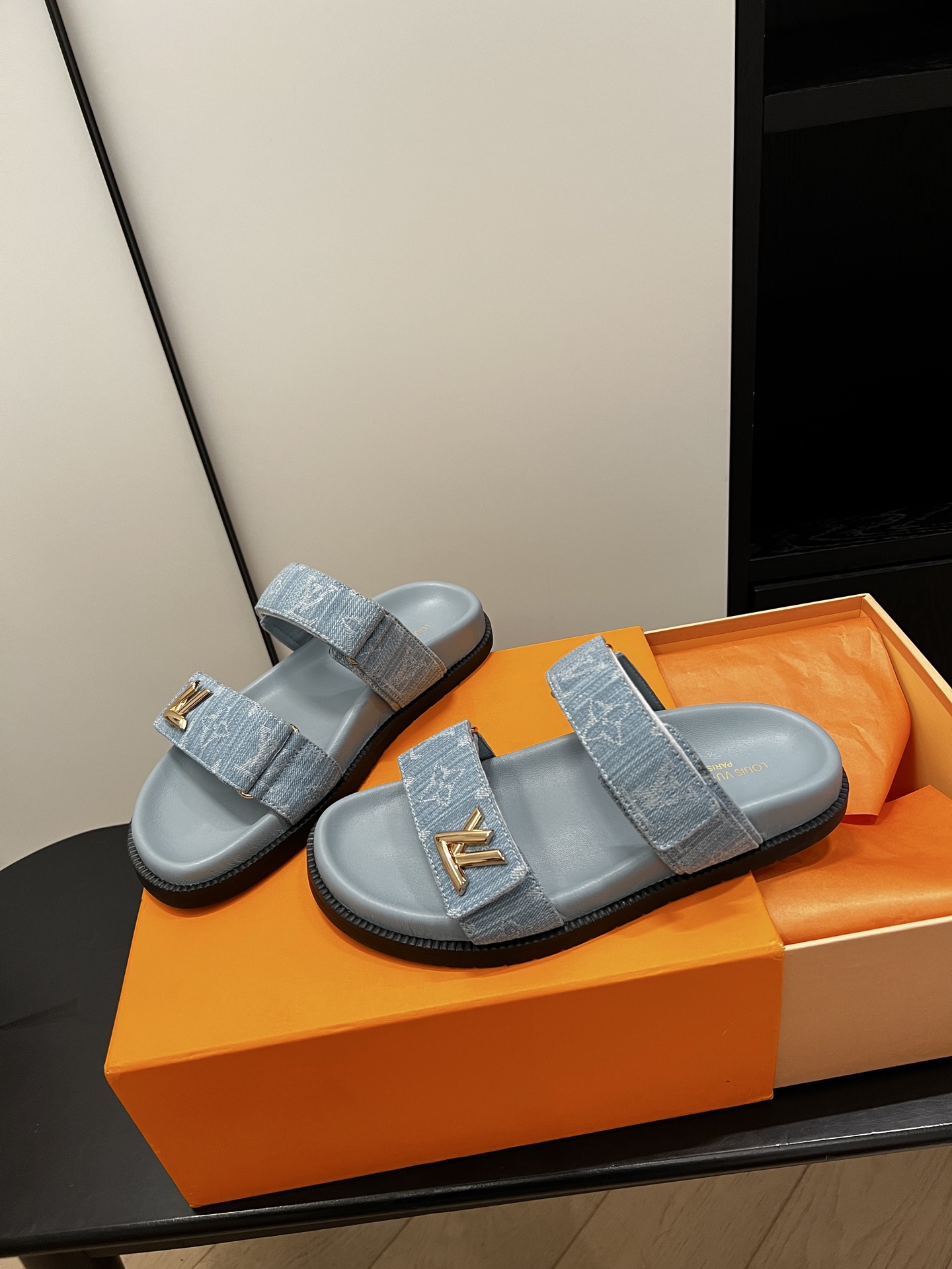 Louis Vuitton Blue Denim Monogram Sandals