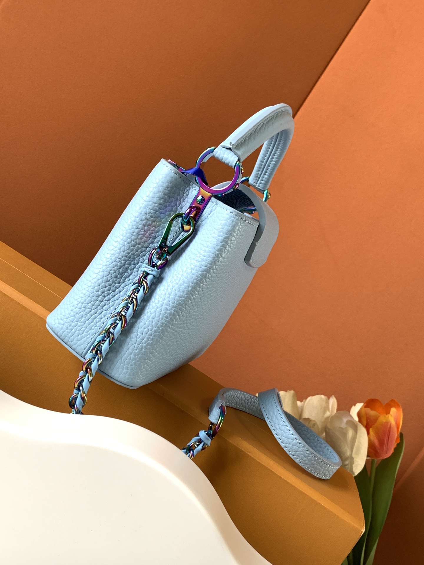 Louis Vuitton Blue Glacier Iridescent Taurillon Leather Mini Capucines Bag Louis Vuitton