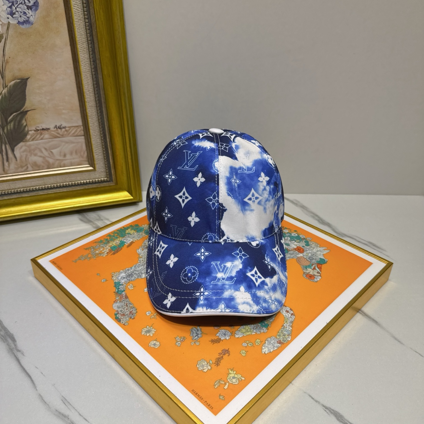 Louis Vuitton Blue Cloud Cap - Louis Vuitton Blue Cloud Print Cap