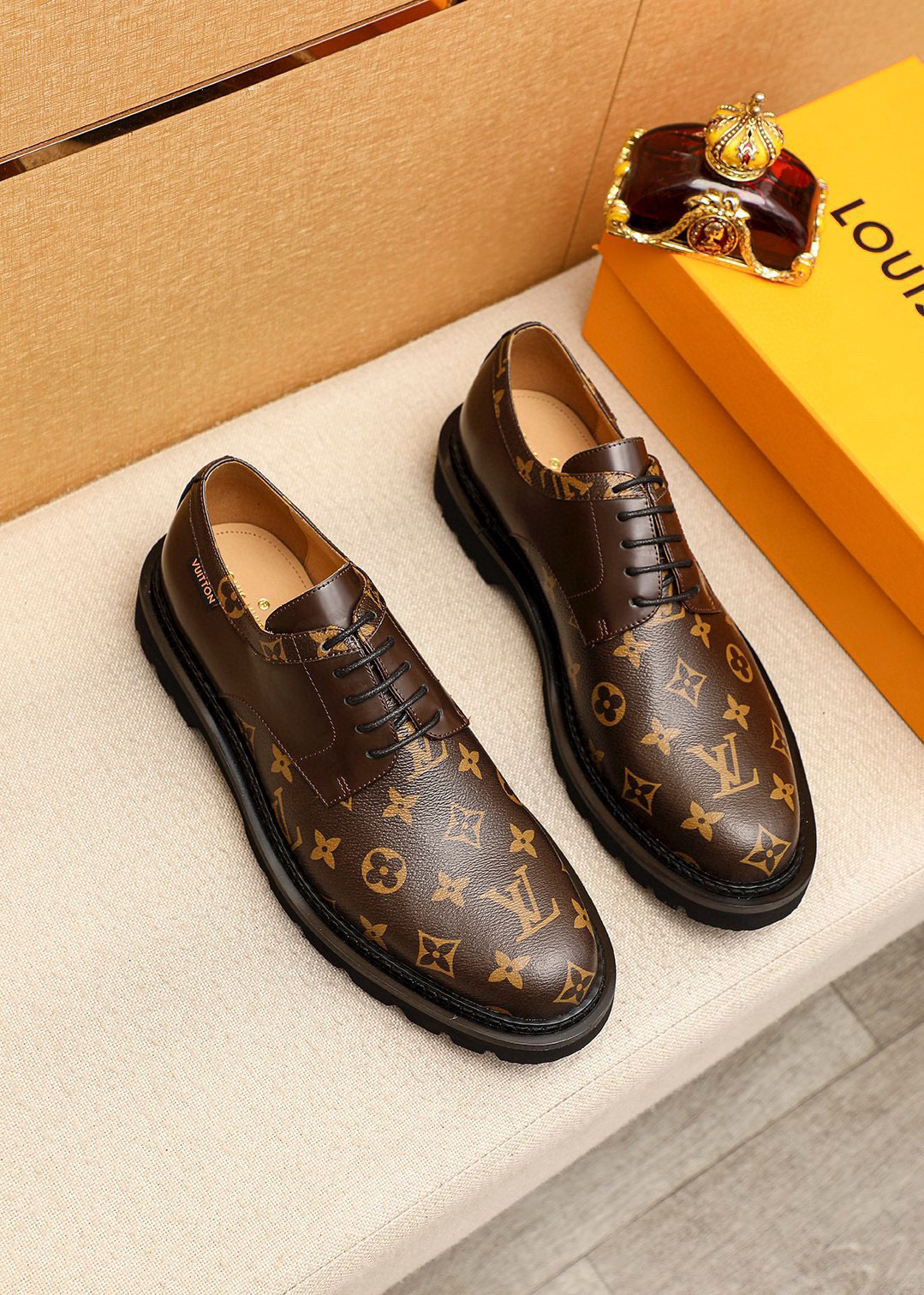 LV Brown Monogram Oxford - LV Brown Monogram Leather Oxford - Designer