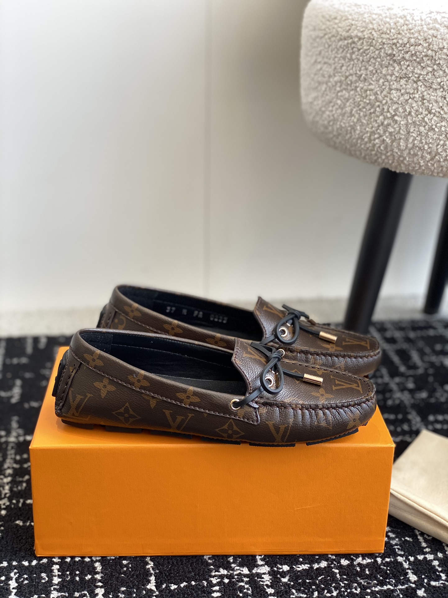 Louis Vuitton Brown Monogram Leather Loafers with Bow Detail