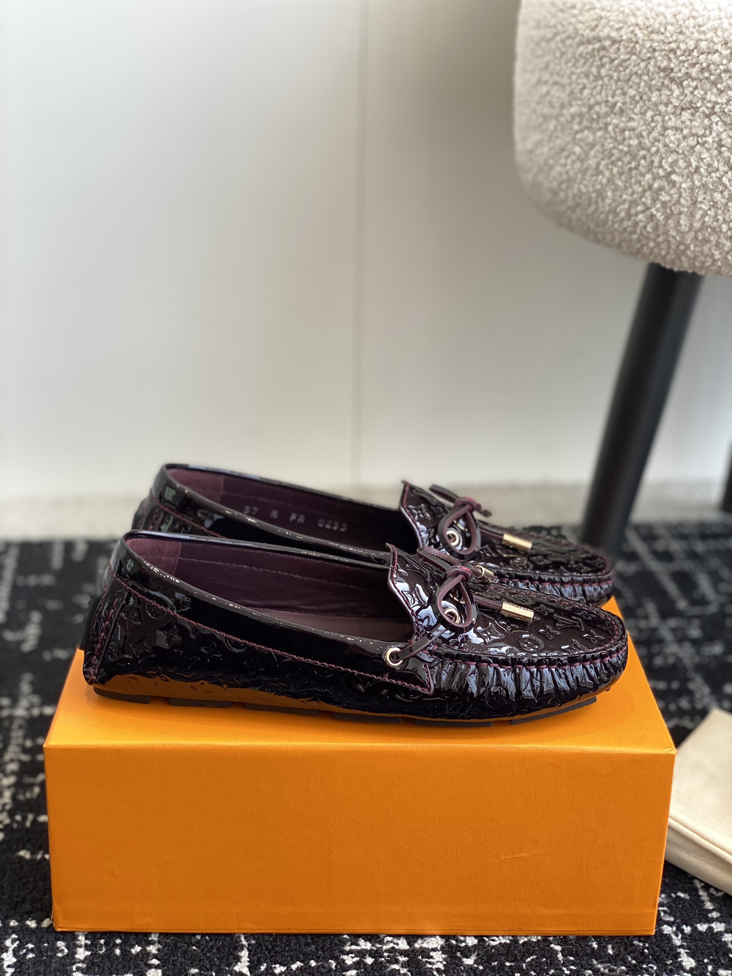 Louis Vuitton Burgundy Patent Leather Gloria Slip On Loafers