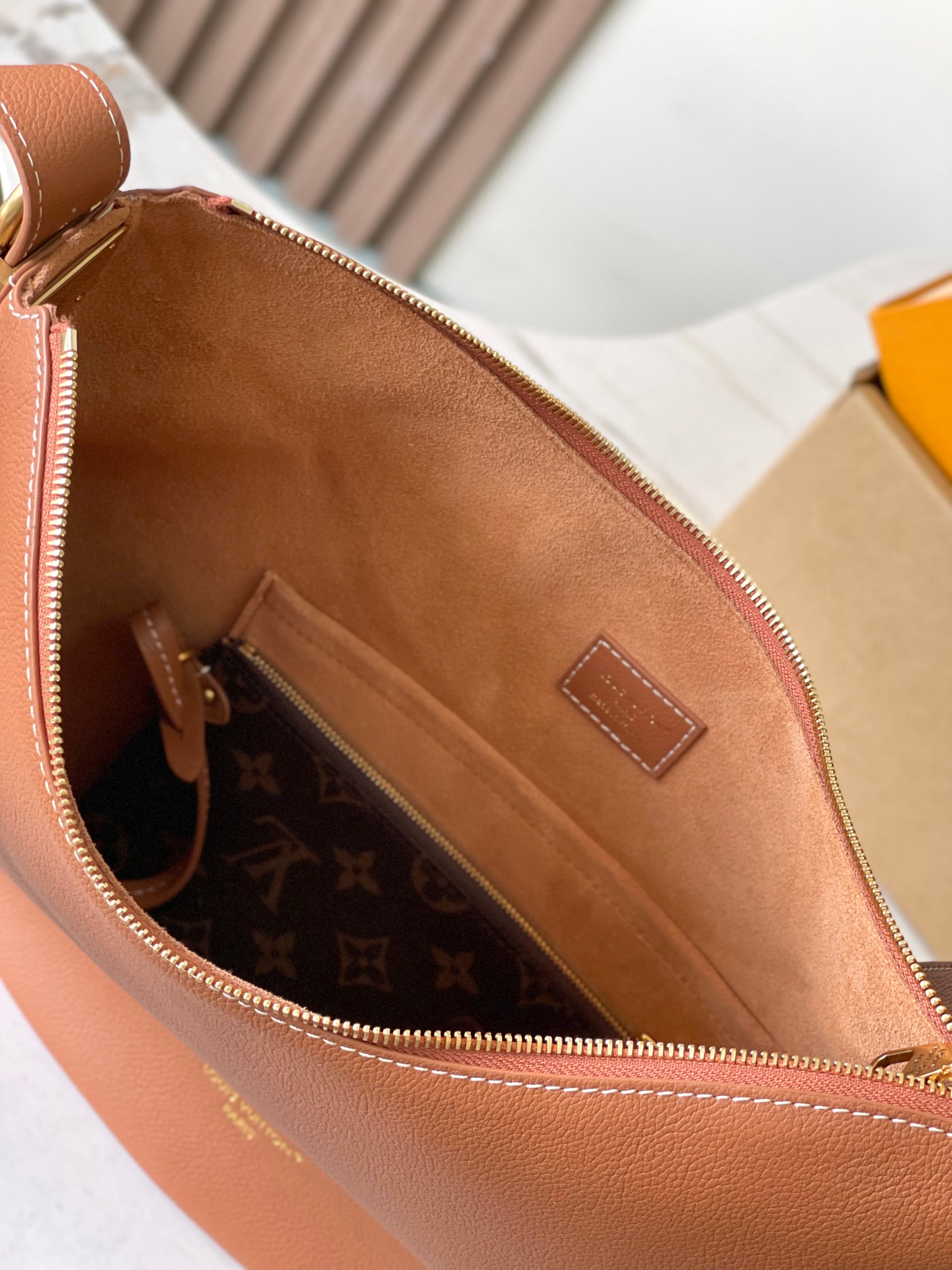 LOUIS VUITTON Calfskin Low Key Cookie MM Cognac