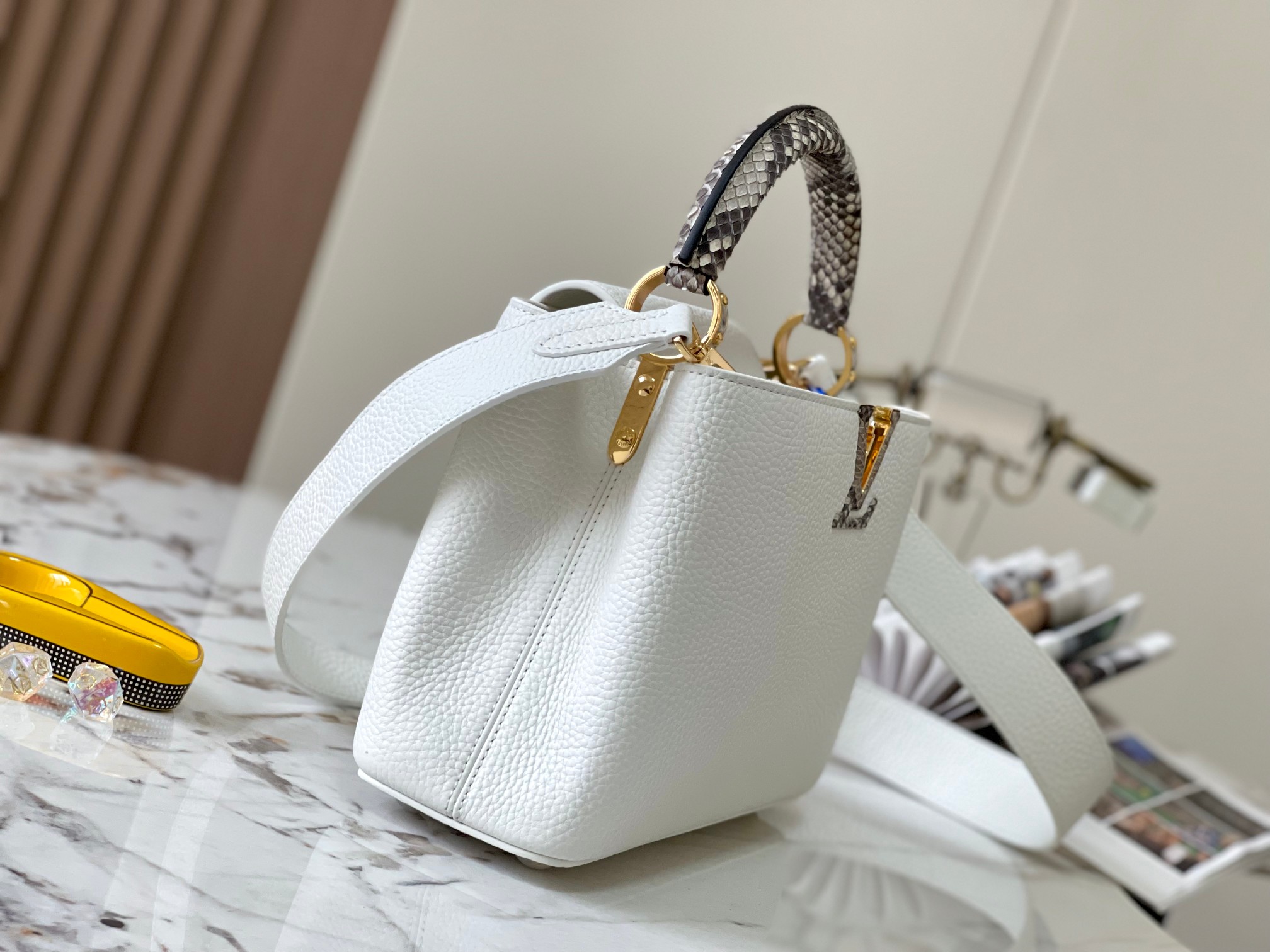 LOUIS VUITTON Capucine Handbag 2 Way Leather