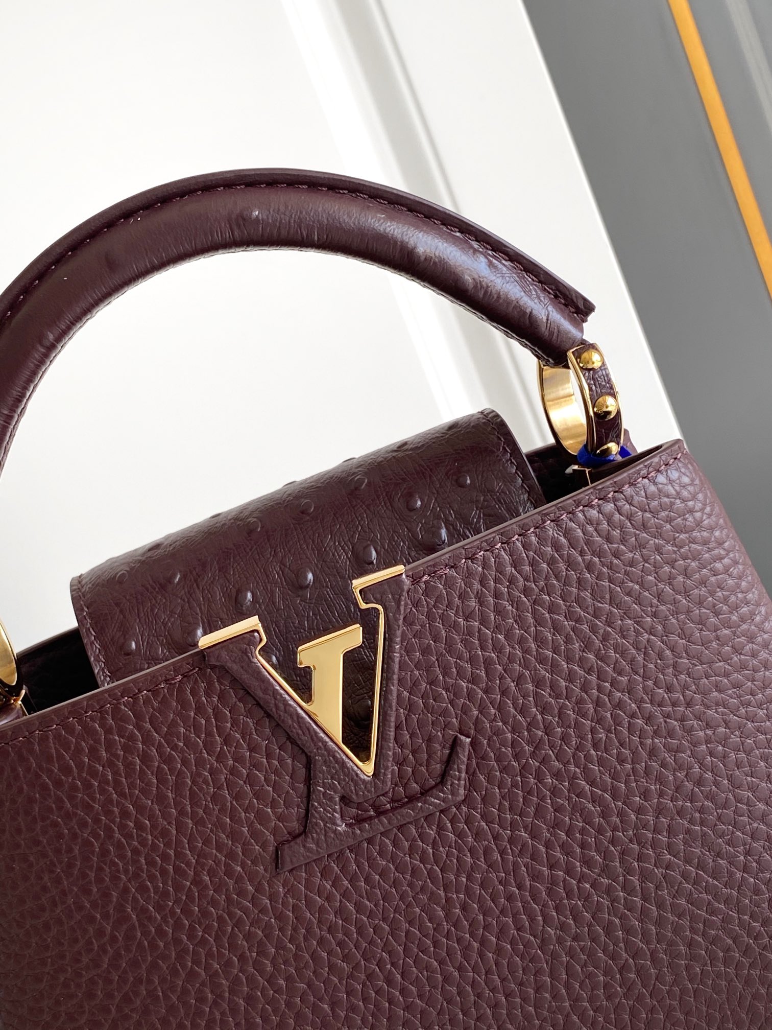 LOUIS VUITTON Capucines BB Bag Taurillon Leather Wine Red