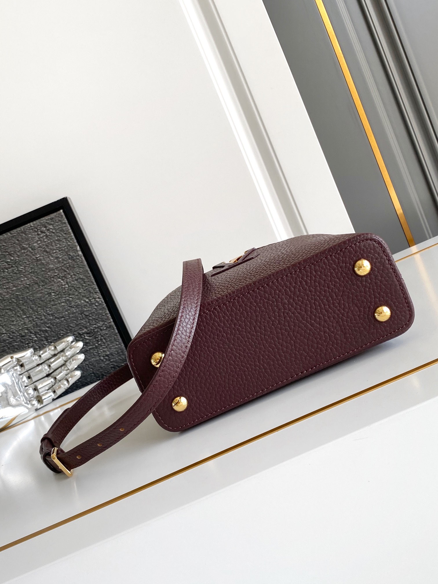 LOUIS VUITTON Capucines BB Bag Taurillon Leather Wine Red