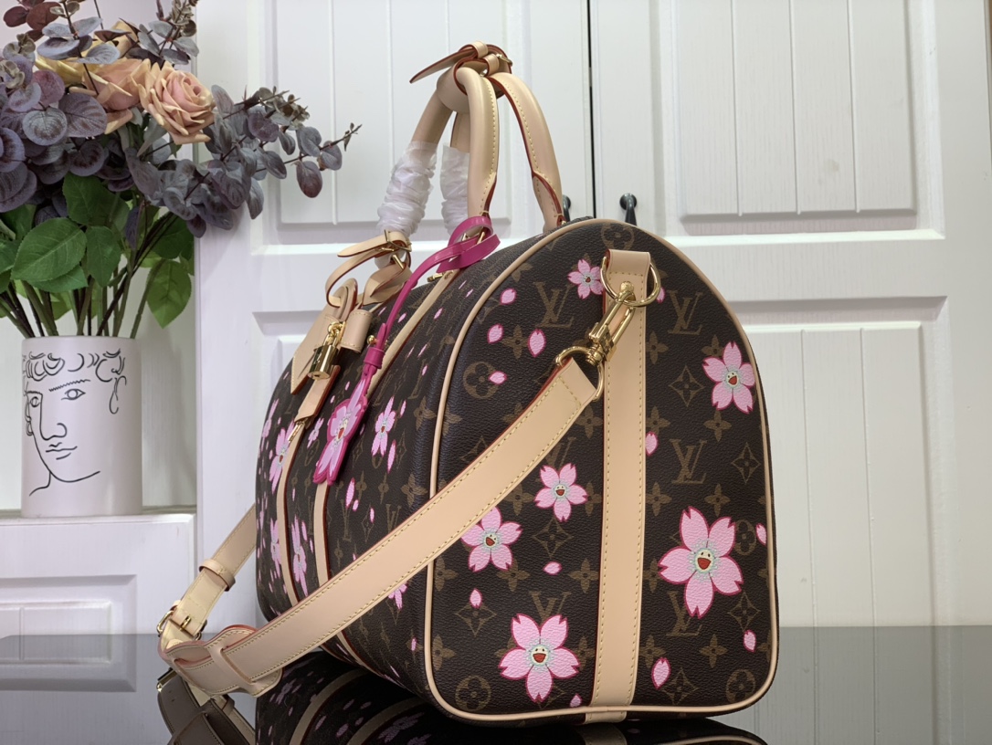 LOUIS VUITTON Cherry Blossom TM Keepall Bandouliere 45 Bag