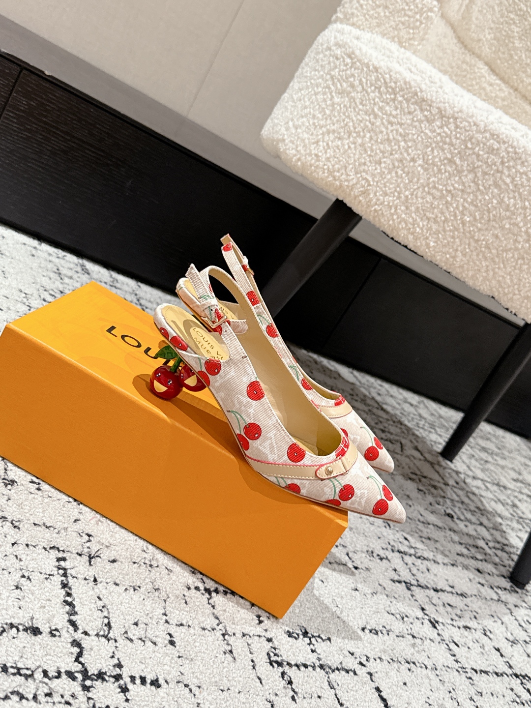 Louis Vuitton Cherry Print Slingback Heels