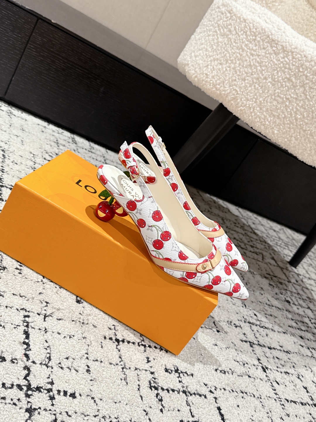 Louis Vuitton Cherry Print Slingback Heels