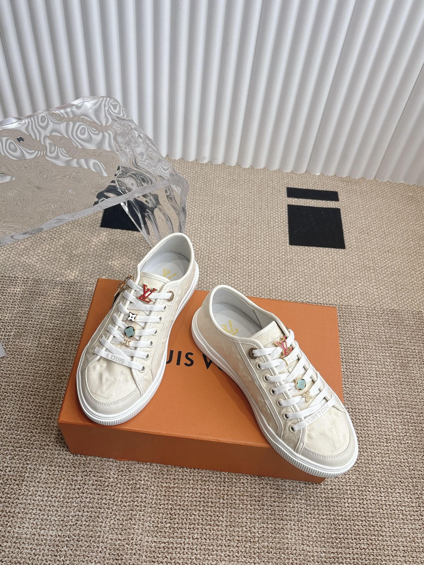 Louis Vuitton Cream Canvas LV Charm Sneakers